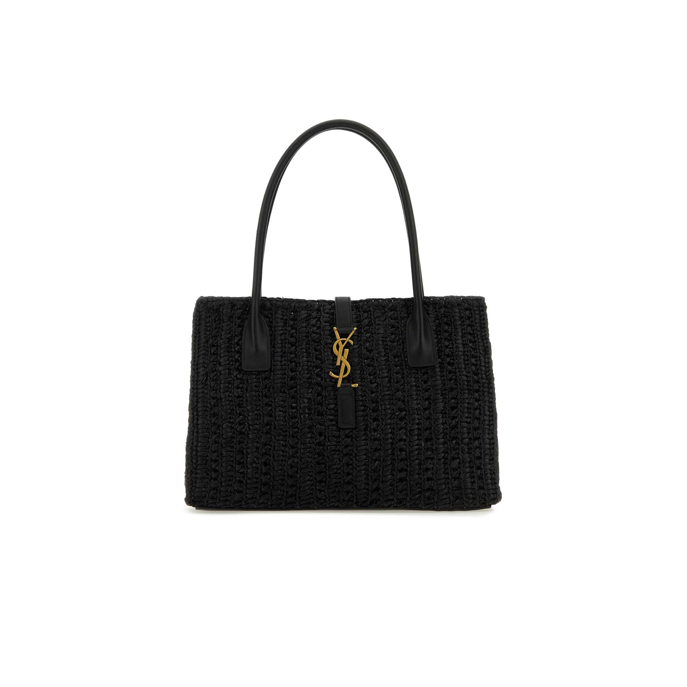 YSL RAFFIA PANIER RECTANGLE TOTE BLACK 741199GAADO (29*21*9cm)